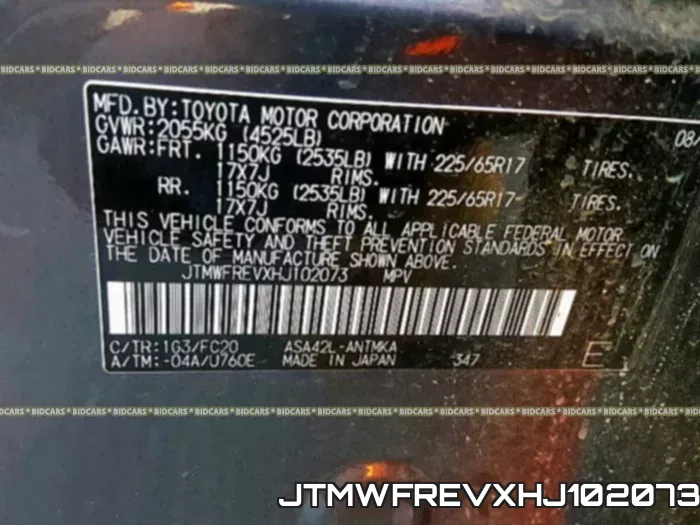 JTMWFREVXHJ102073 фото 2