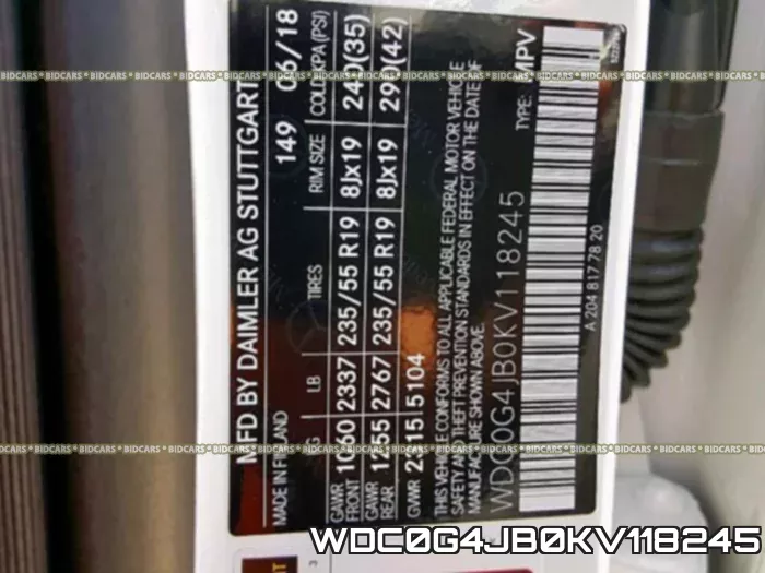 WDC0G4JB0KV118245 фото 2