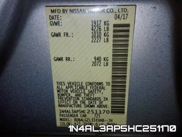 1N4AL3AP5HC251170 фото 2