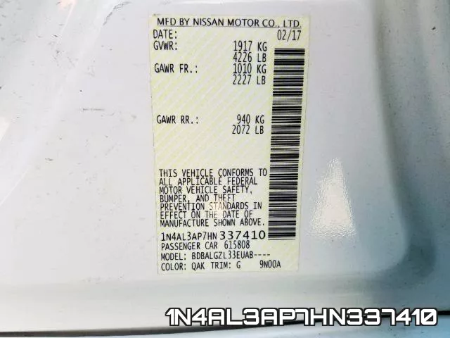 1N4AL3AP7HN337410 фото 2