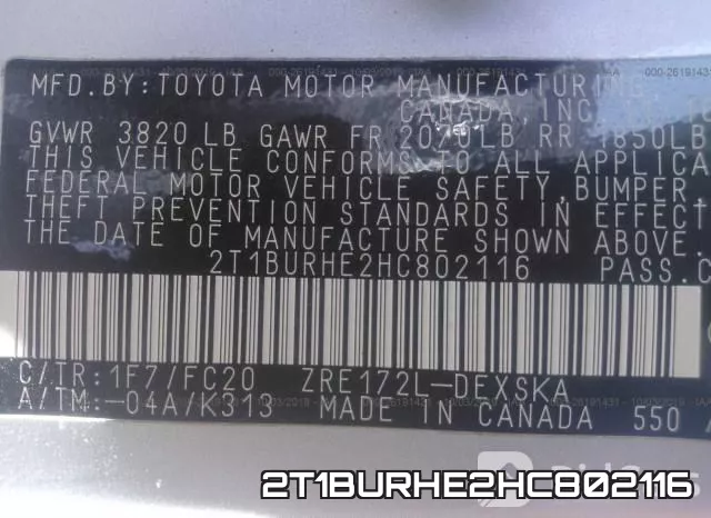 2T1BURHE2HC802116 фото 10