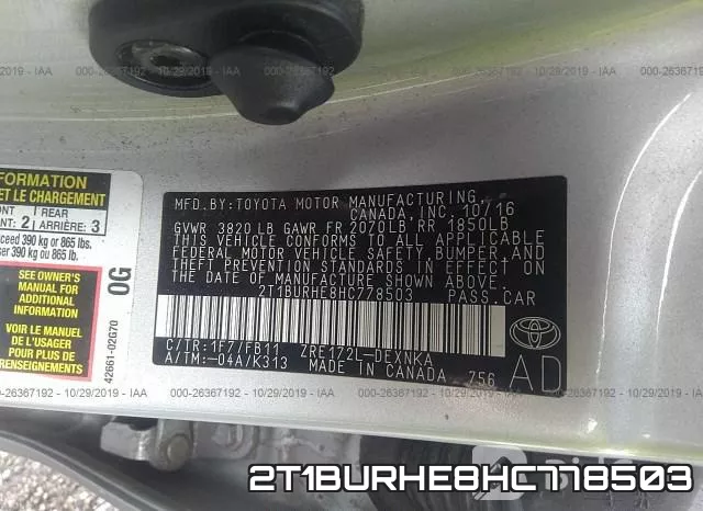 2T1BURHE8HC778503 фото 10