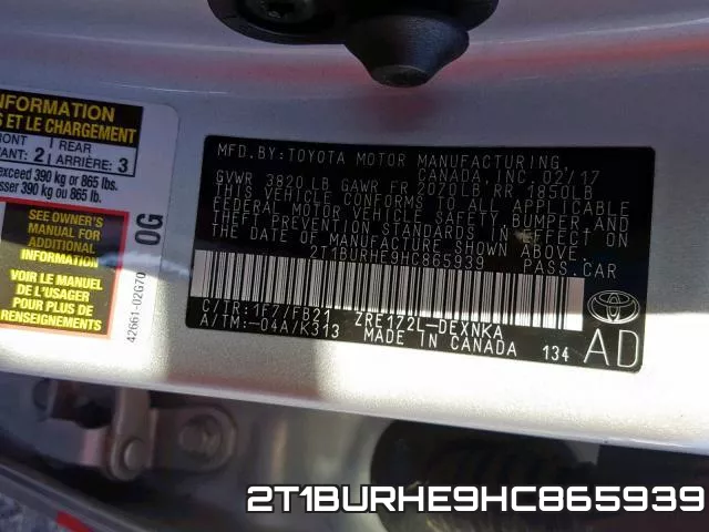 2T1BURHE9HC865939 фото 2
