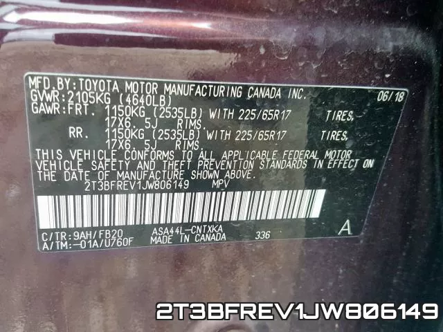 2T3BFREV1JW806149 фото 2