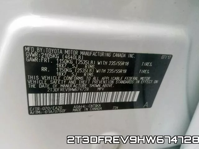 2T3DFREV9HW674728 фото 2
