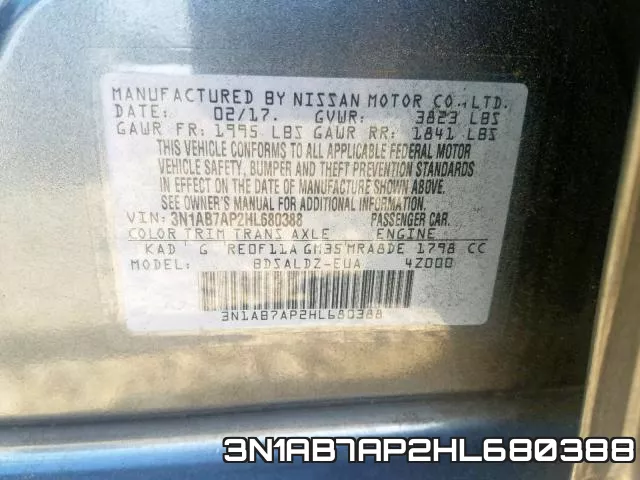 3N1AB7AP2HL680388 фото 2