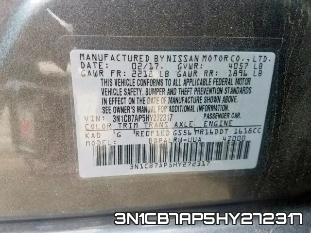 3N1CB7AP5HY272317 фото 2