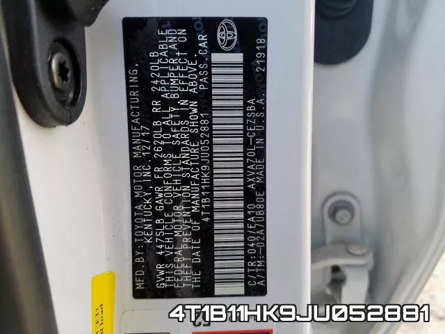 4T1B11HK9JU052881 фото 2