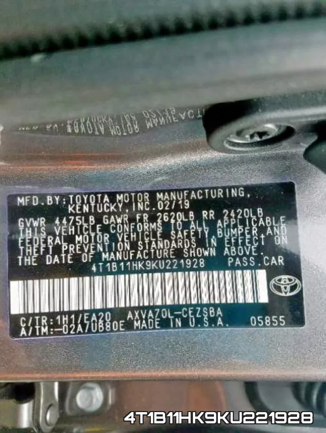 4T1B11HK9KU221928 фото 2