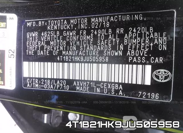 4T1B21HK9JU505958 фото 10