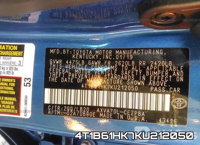 4T1B61HK7KU212050 фото 10