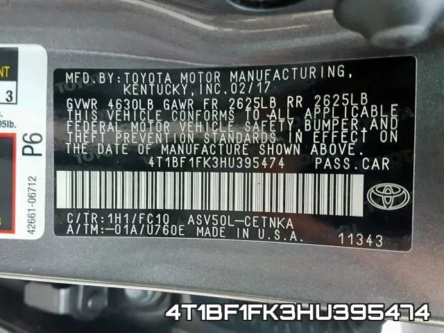 4T1BF1FK3HU395474 фото 2