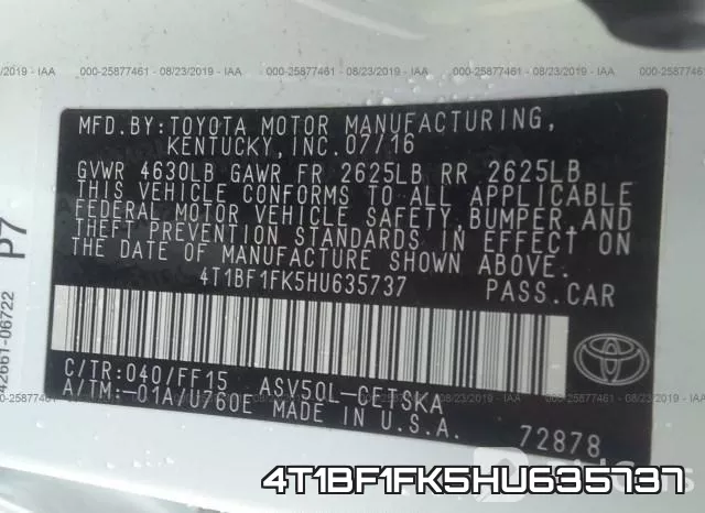 4T1BF1FK5HU635737 фото 9
