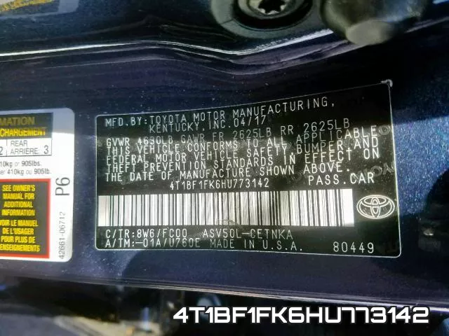 4T1BF1FK6HU773142 фото 2