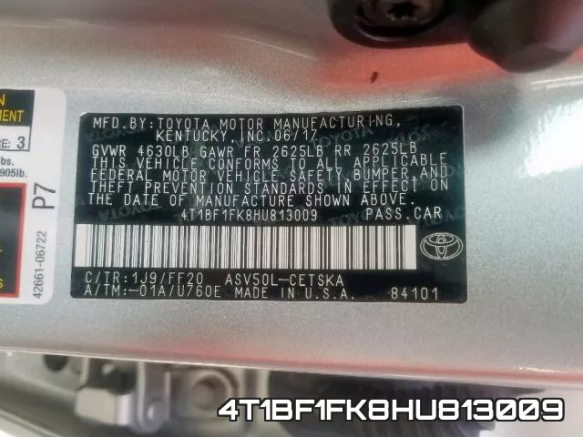 4T1BF1FK8HU813009 фото 2