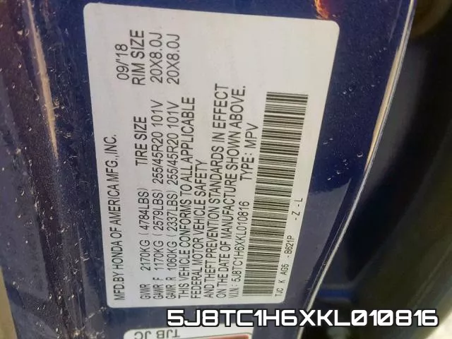 5J8TC1H6XKL010816 фото 2