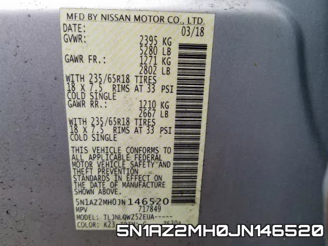 5N1AZ2MH0JN146520 фото 2