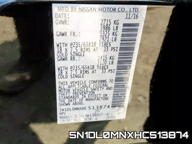 5N1DL0MNXHC513874 фото 2