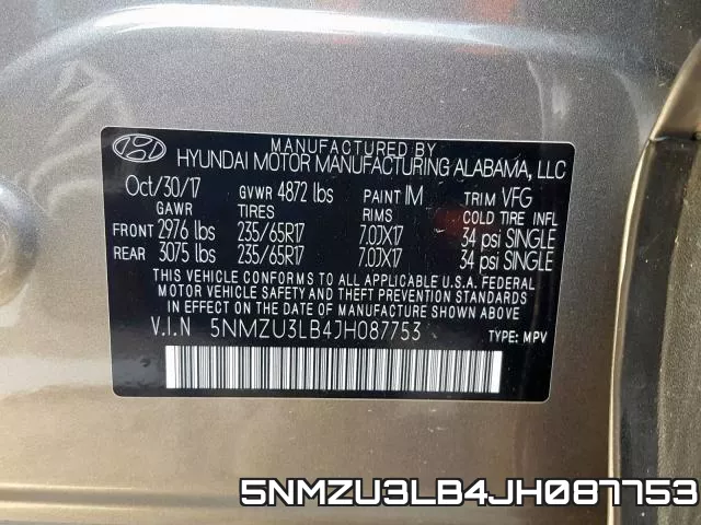 5NMZU3LB4JH087753 фото 2
