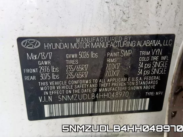 5NMZUDLB4HH048970 фото 2