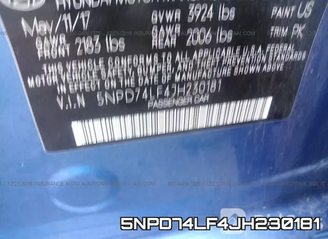 5NPD74LF4JH230181 фото 9