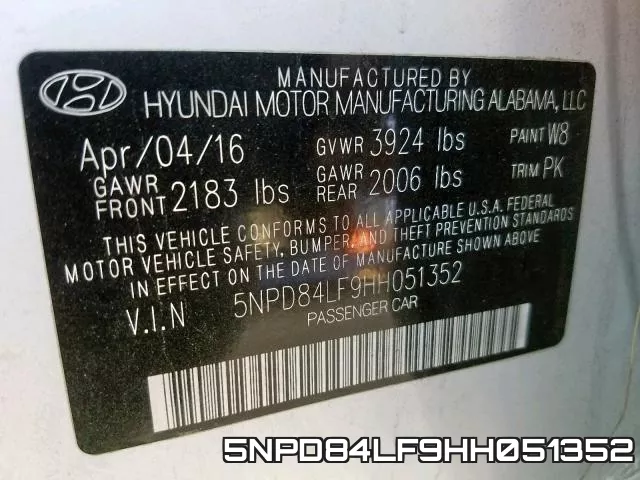 5NPD84LF9HH051352 фото 2