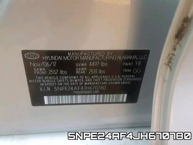 5NPE24AF4JH670780 фото 2