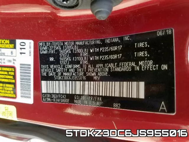 5TDKZ3DC6JS955016 фото 2