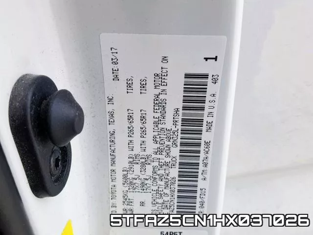 5TFAZ5CN1HX037026 фото 2