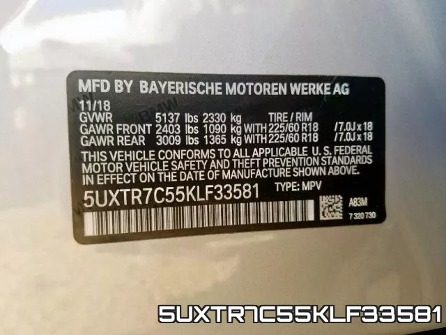 5UXTR7C55KLF33581 фото 2