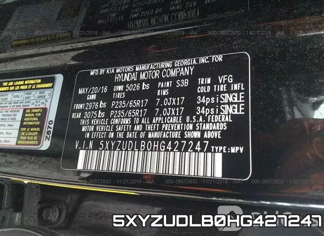 5XYZUDLB0HG427247 фото 10