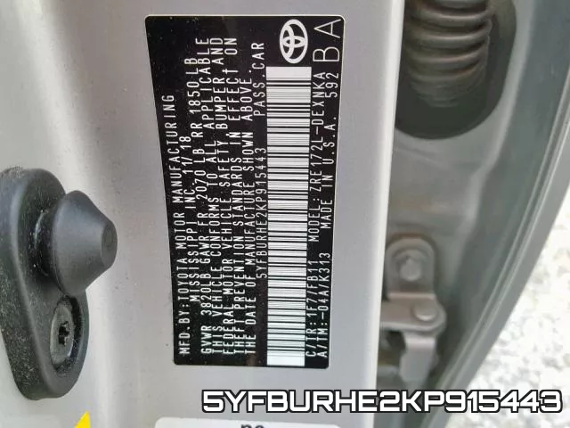 5YFBURHE2KP915443 фото 2