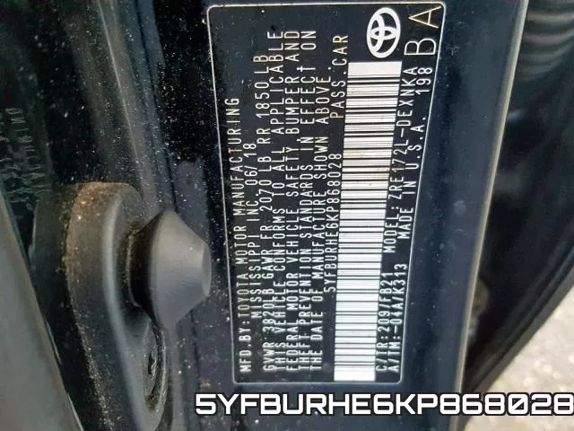 5YFBURHE6KP868028 фото 2