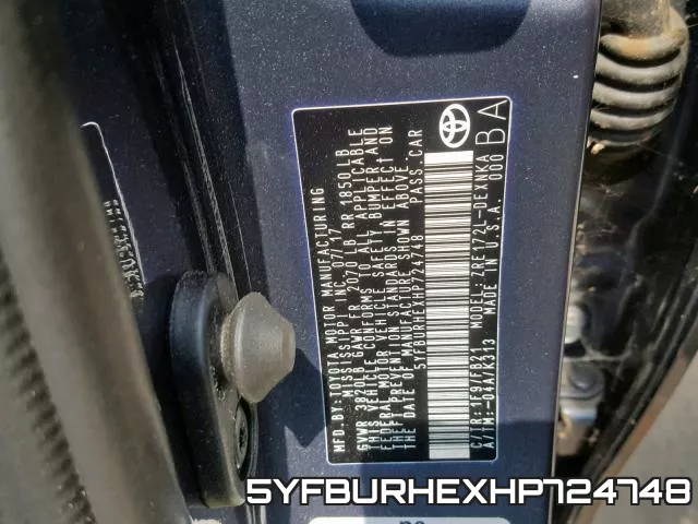 5YFBURHEXHP724748 фото 2