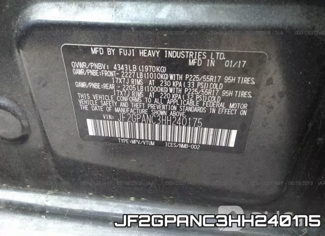 JF2GPANC3HH240175 фото 10