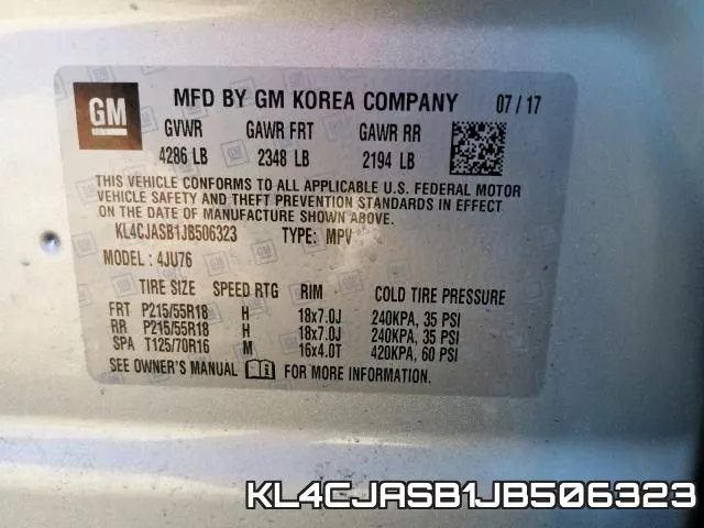 KL4CJASB1JB506323 фото 2