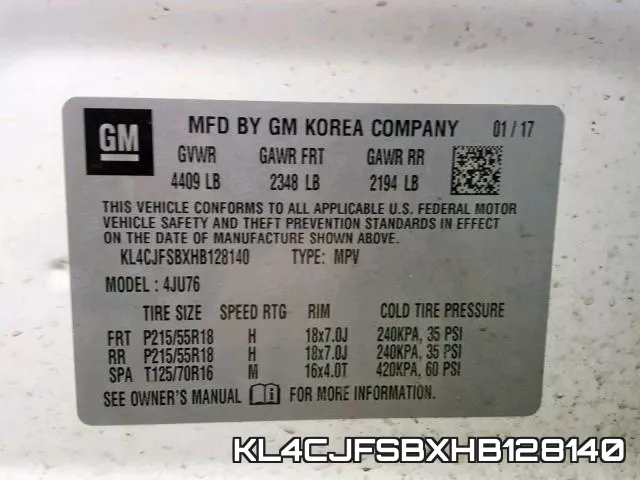 KL4CJFSBXHB128140 фото 2