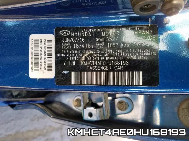KMHCT4AE0HU168193 фото 2