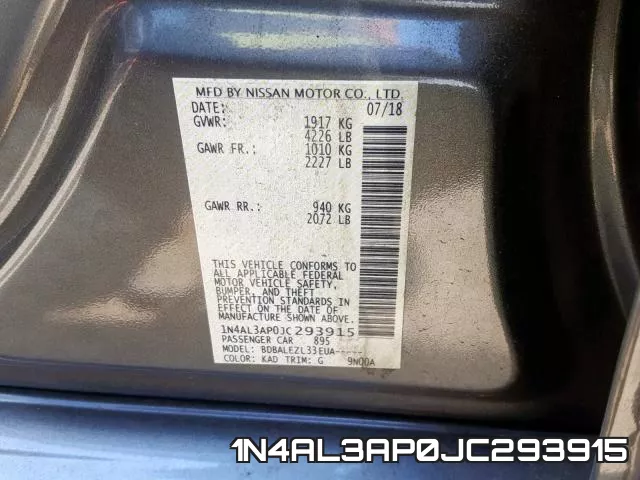 1N4AL3AP0JC293915 фото 2