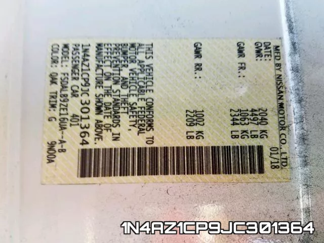 1N4AZ1CP9JC301364 фото 2