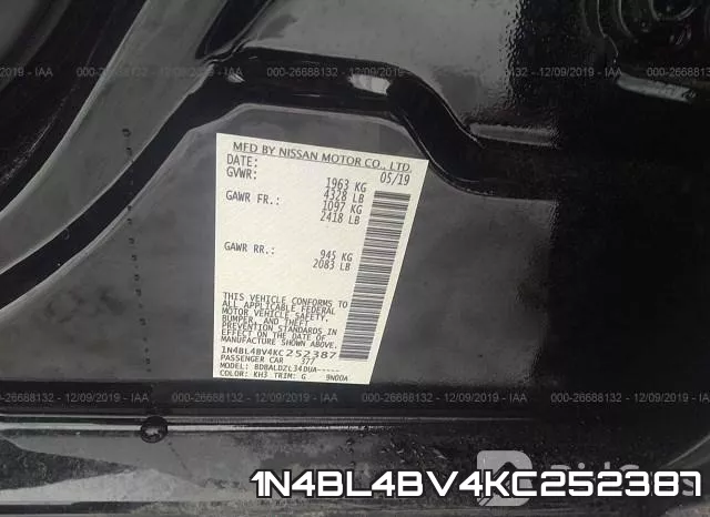 1N4BL4BV4KC252387 фото 10
