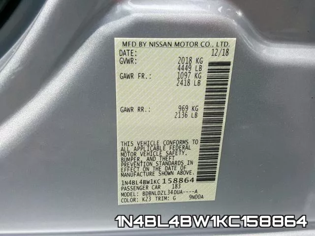 1N4BL4BW1KC158864 фото 2