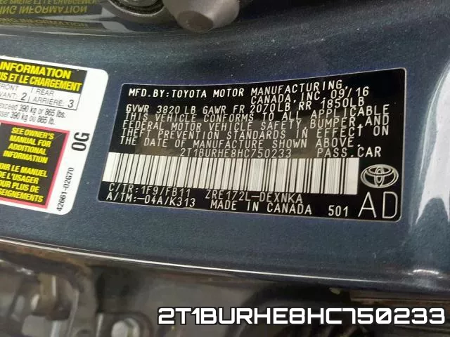 2T1BURHE8HC750233 фото 2