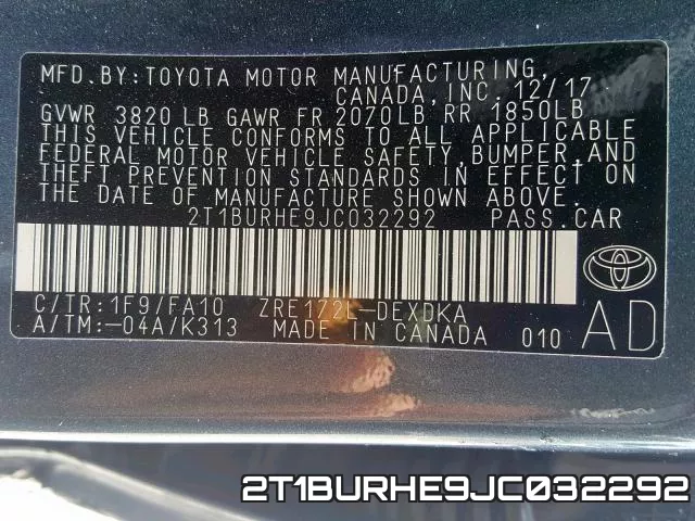 2T1BURHE9JC032292 фото 2