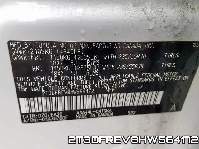 2T3DFREV8HW564172 фото 2