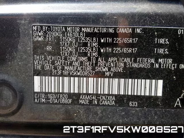 2T3F1RFV5KW008527 фото 2