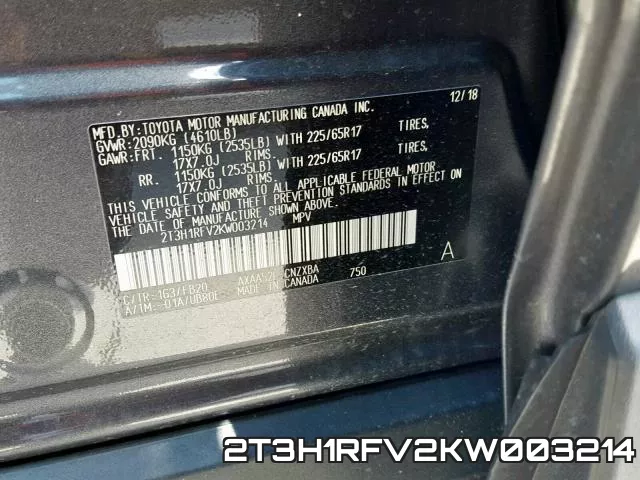 2T3H1RFV2KW003214 фото 2