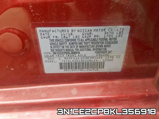3N1CE2CP8KL356918 фото 2