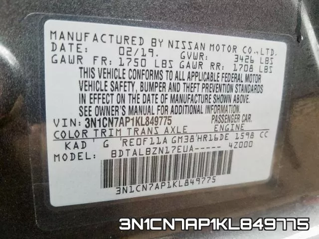 3N1CN7AP1KL849775 фото 2