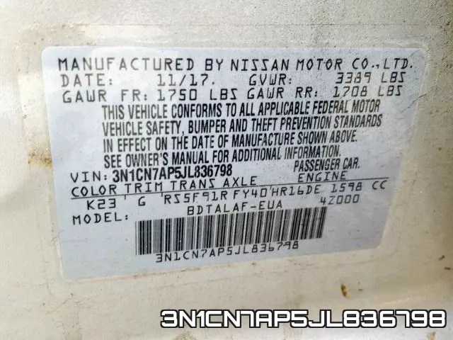 3N1CN7AP5JL836798 фото 2